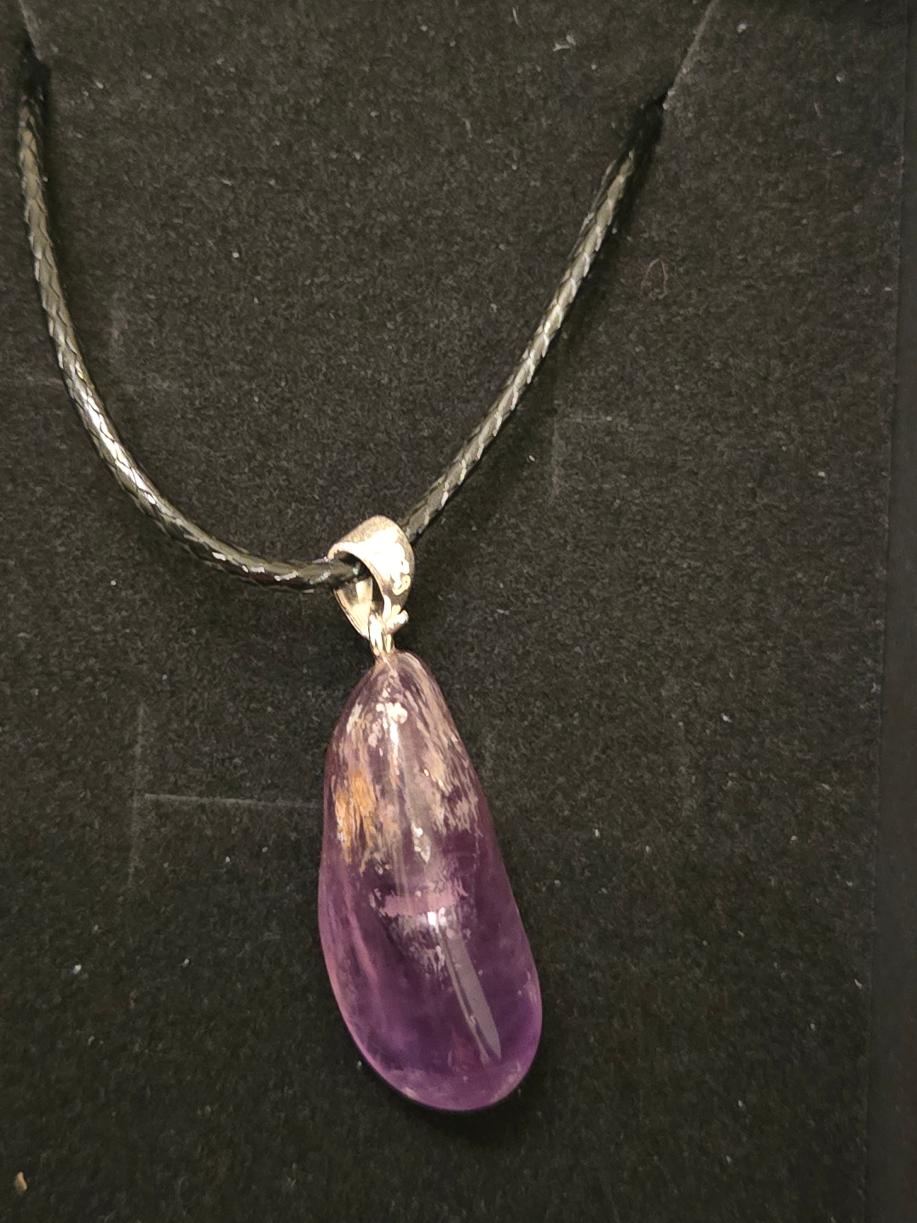 Amethyst Pendant on Black Cord