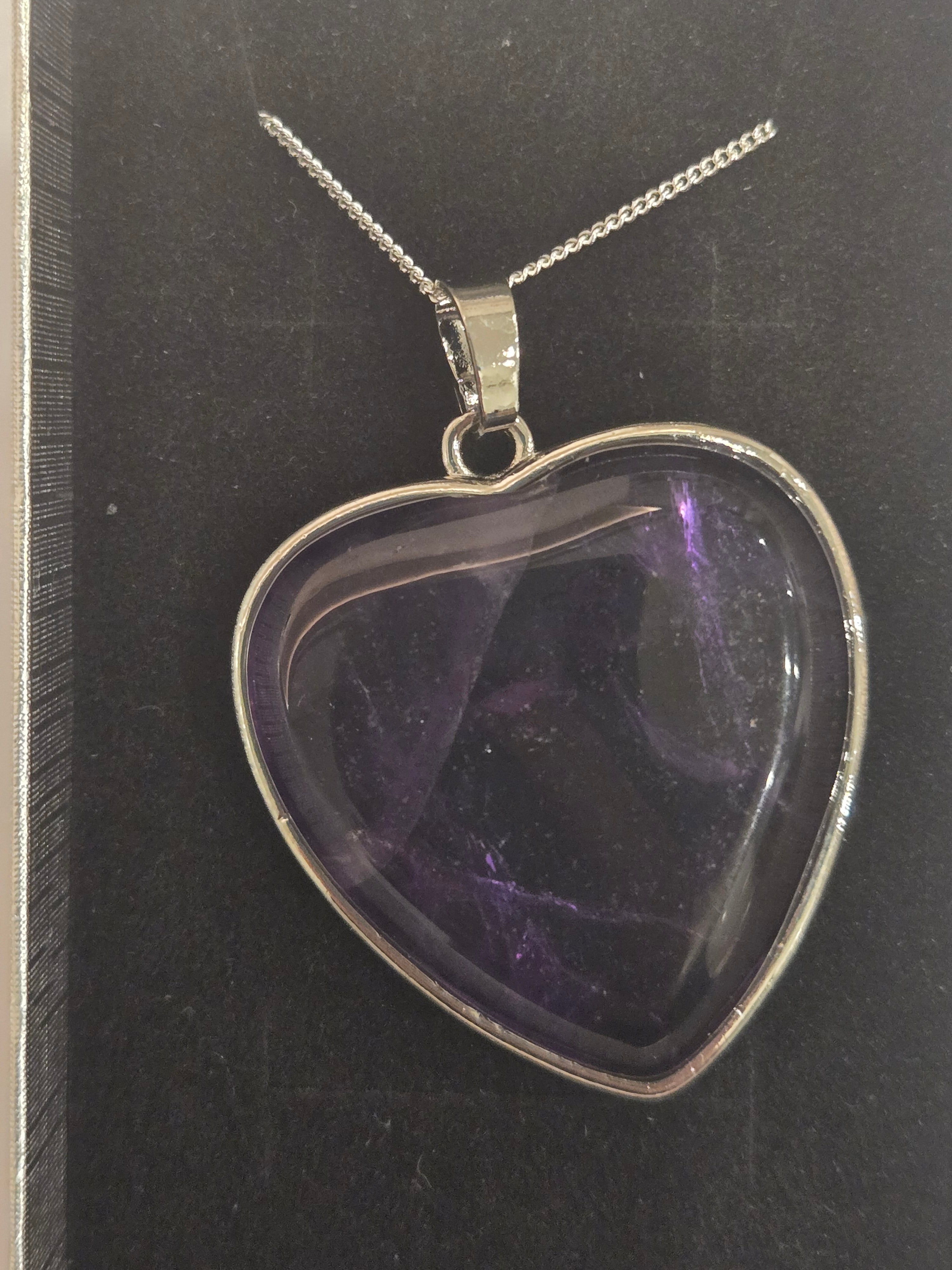 Amethyst Heart Pendant with Silver Chain