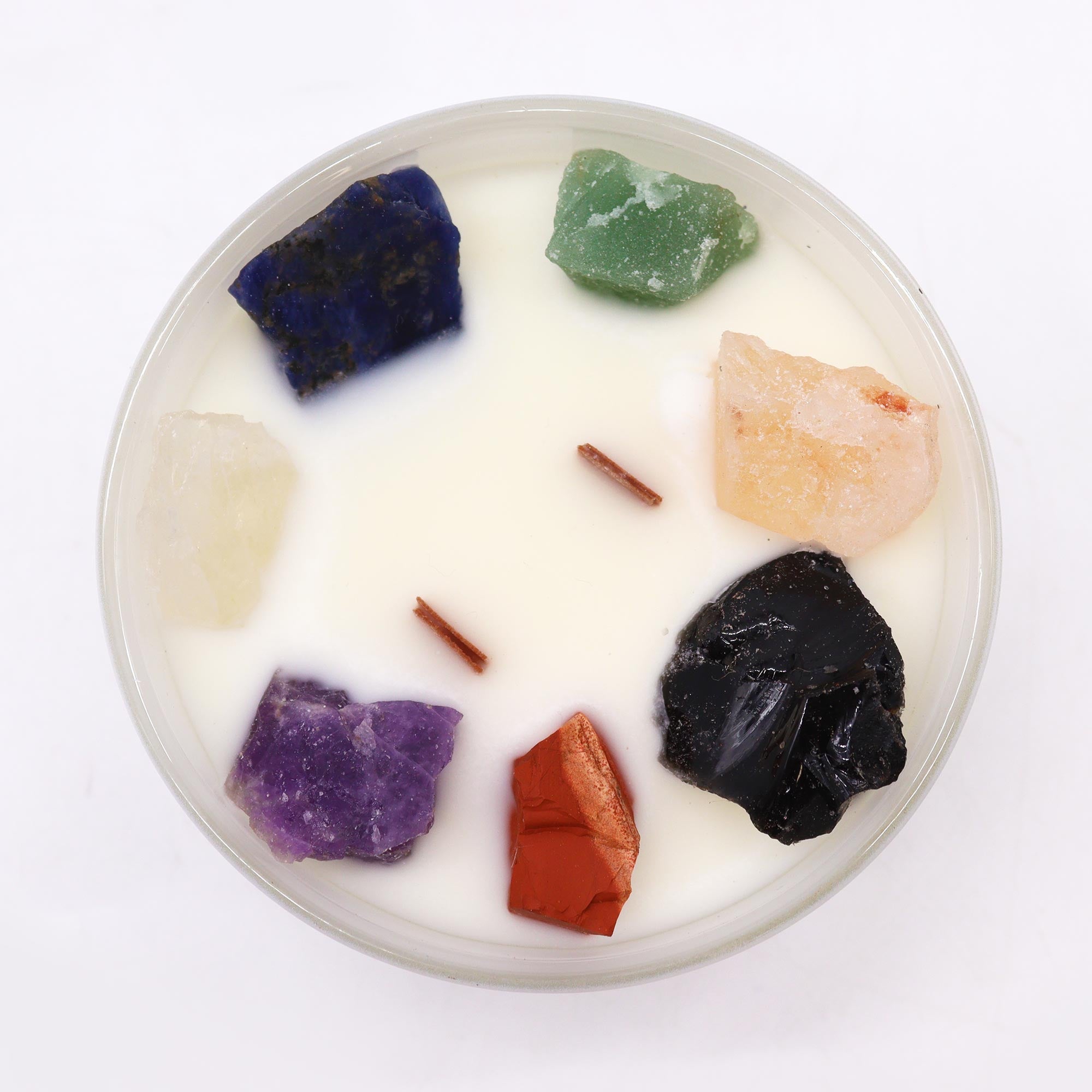 chakra Crystal Candle 7 stones