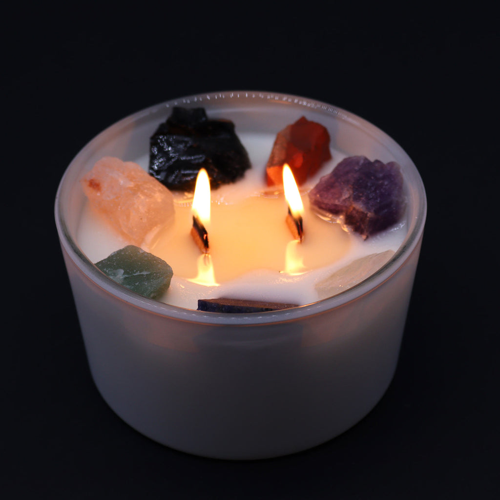 chakra Crystal Candle 7 stones