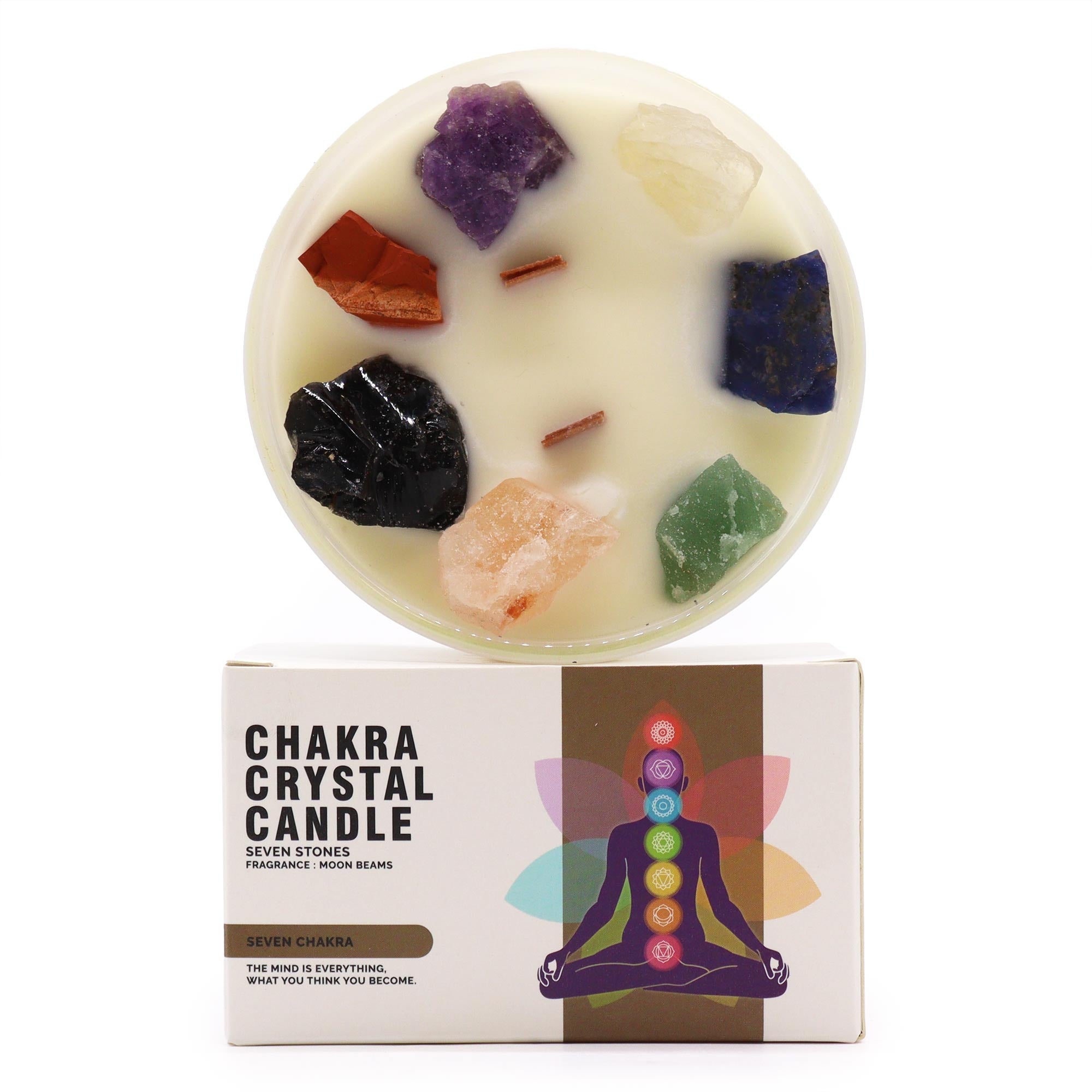 chakra Crystal Candle 7 stones