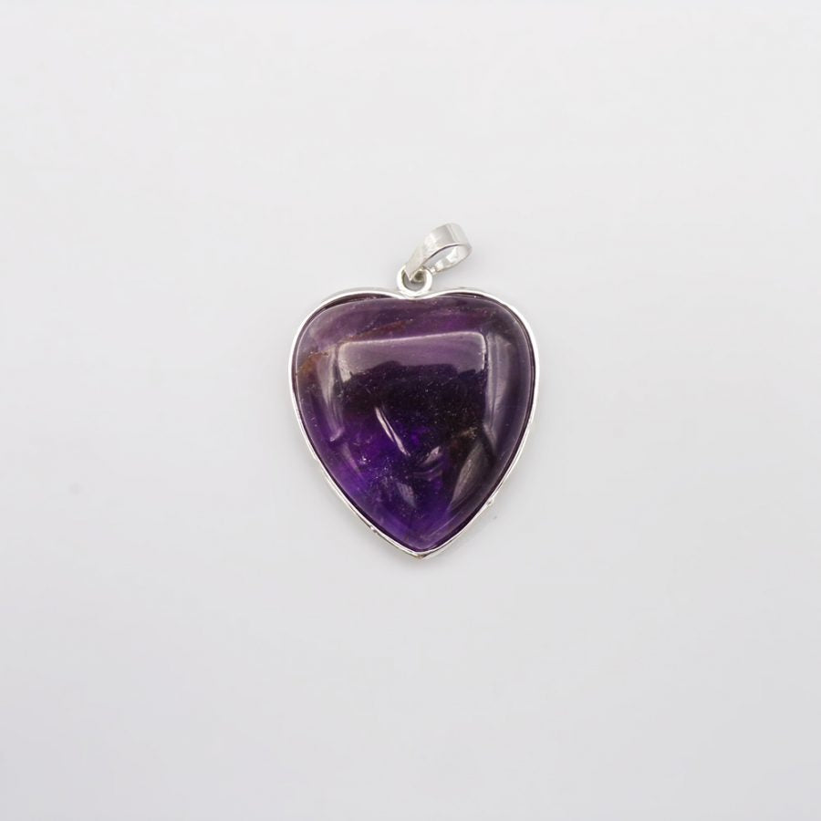 Amethyst Heart Pendant with Silver Chain