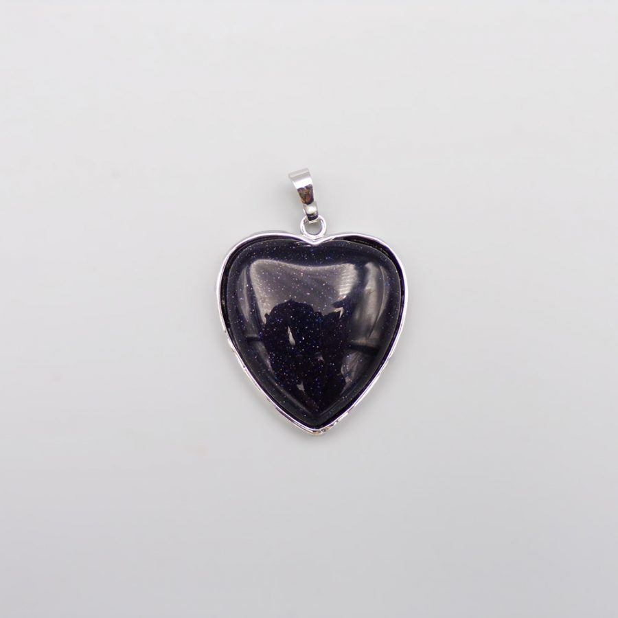 Blue Goldstone Heart on 925 Silver Chain