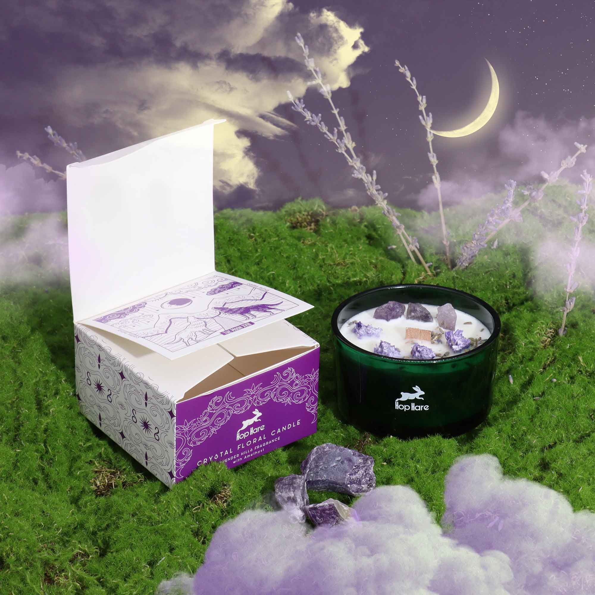 Hop Hare Crystal Magic Flower Candle - The MOON