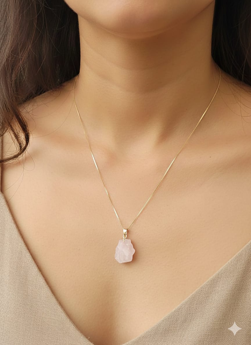 Rose Quartz Pendant with 925 silver chain