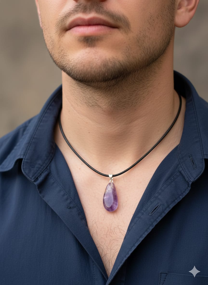 Amethyst Pendant on Black Cord