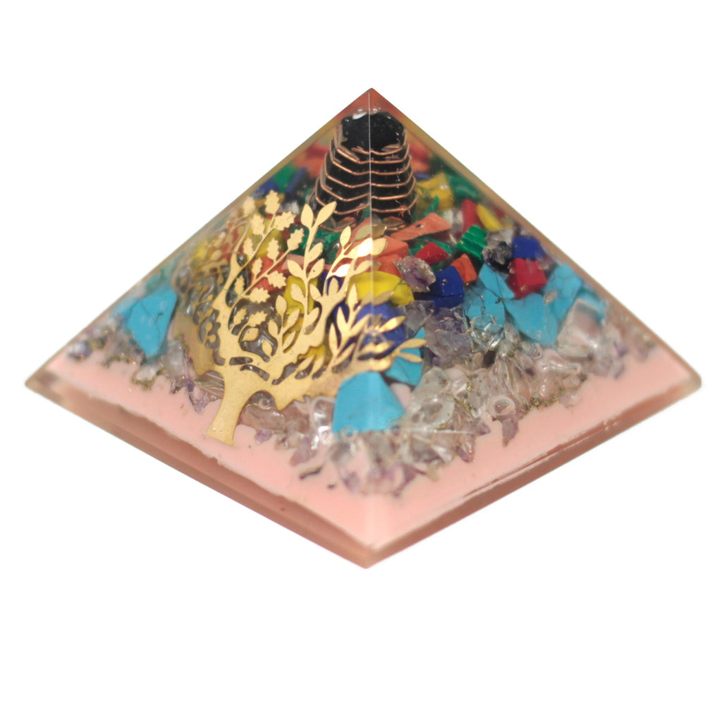 Large Orgonite Pyramid 70mm - Tree (earth base)
