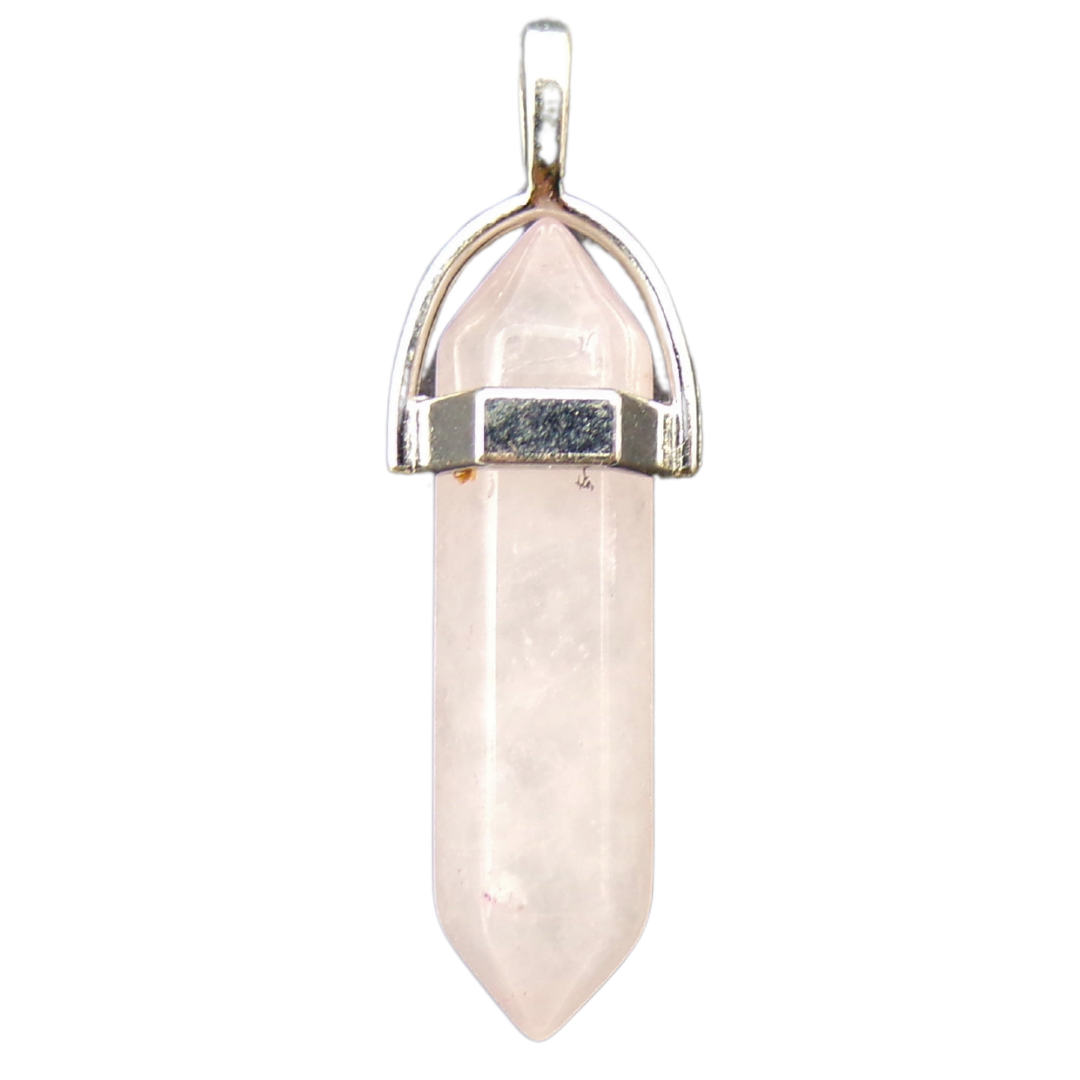 Rose Quartz fixed point pendant with 18inch 925 silver chain.
