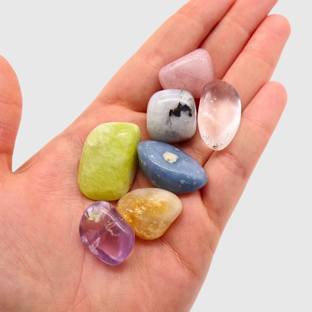 Selenite Round Bowl Healing Tumble Set (10cm)