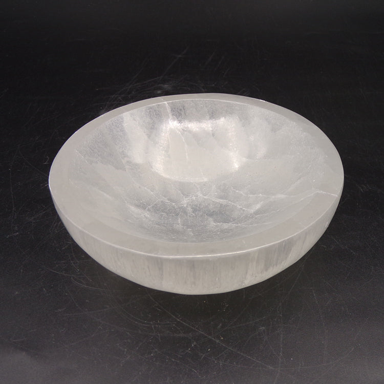 Selenite Round Bowl Healing Tumble Set (10cm)