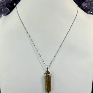Tigers Eye Point Pendant on 925 Silver Chain.