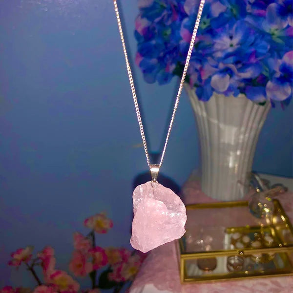 Rose Quartz Pendant with 925 silver chain