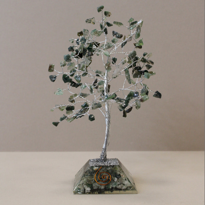 Gemstone Tree with Orgonite Base - 160 Stone - Moss Agate