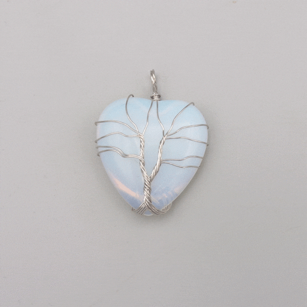 Opalite Tree Of Life Wire Wrapped Pendant on 18 inch 925 silver chain.