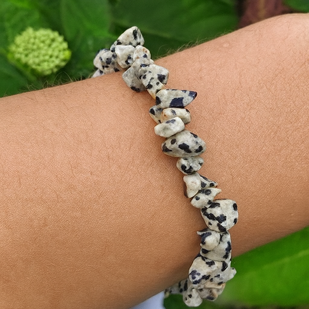 Dalmation Stone  Chip Crystal Bracelet.