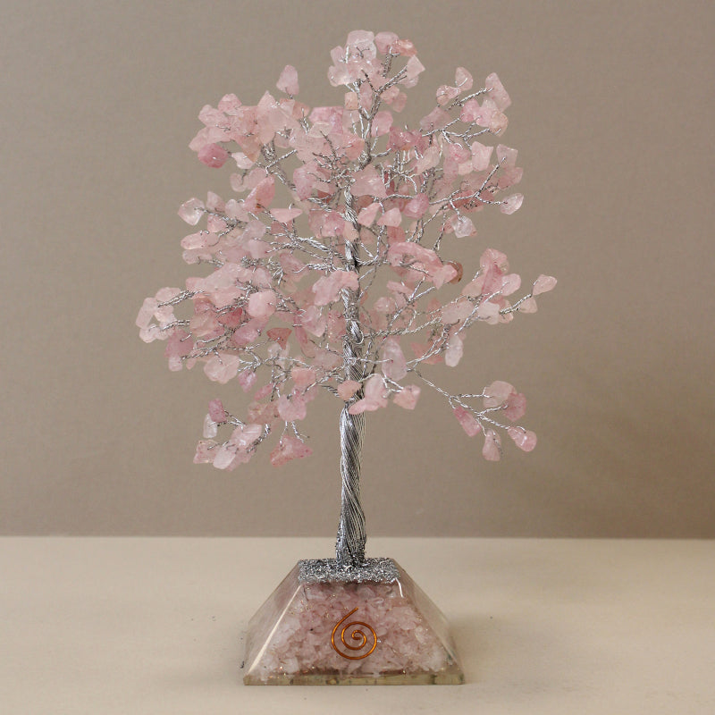 Gemstone Tree with Orgonite Base - 320 Stone - Rose Quartz