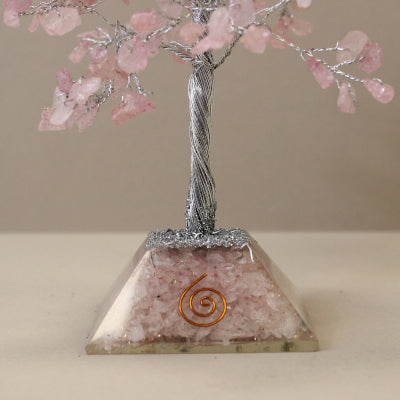 Gemstone Tree with Orgonite Base - 320 Stone - Rose Quartz