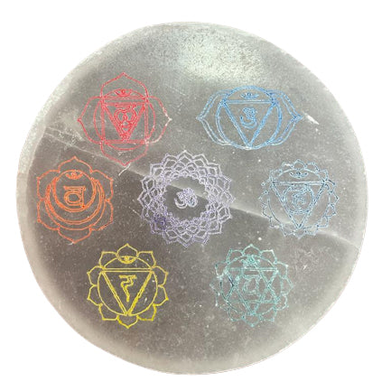 Chakra Selenite Circle, in Colour