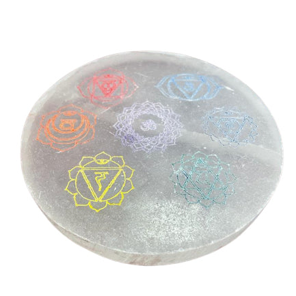 Chakra Selenite Circle, in Colour