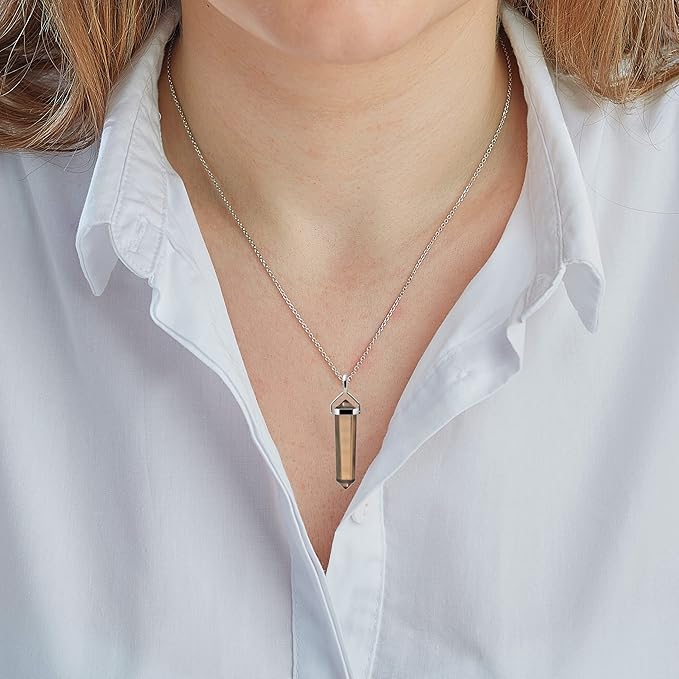 Smokey Quartz point pendant on 925 Silver Chain.