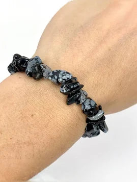 Snowflake obsidion Crystal Chip Bracelet