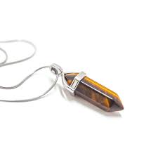 Tigers Eye fixed point pendant on 18inch 925 Silver Chain.