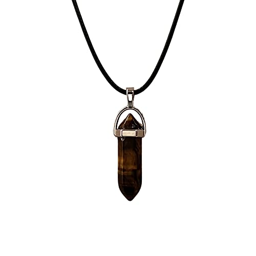 Tigers Eye Point Pendant on Black Cord