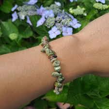 Unakite Crystal Chip Bracelet